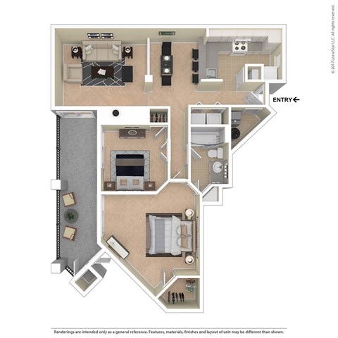 Floor plan for 2 beds, 1 bath, 1126 sqft